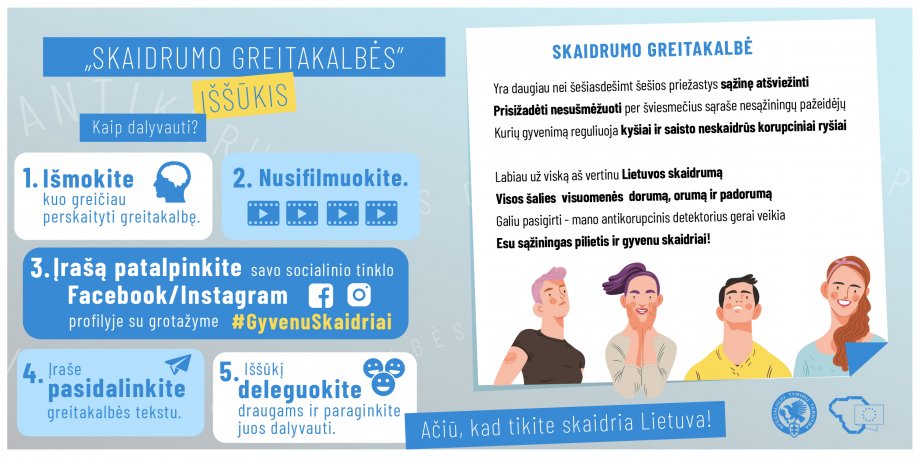 Skaidrumo greitakalbė – garsiai palaikyk skaidrią Lietuvą